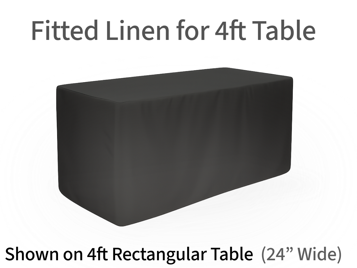 Black Fitted Linen for 4ft Rectangular Tables