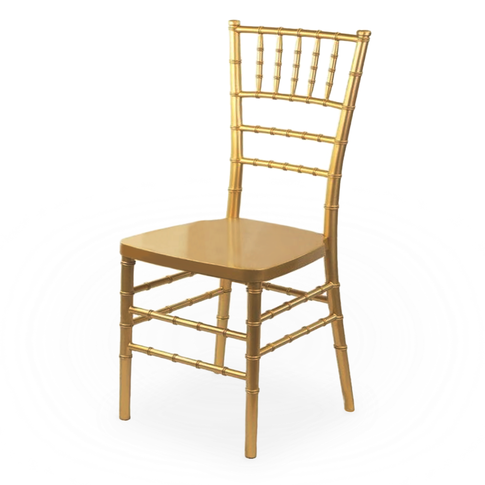 Gold Chiavari chair rental for upscale weddings and formal events