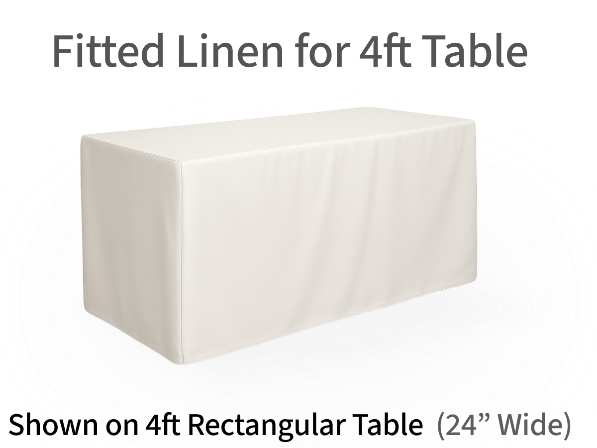 White Fitted Linen for 4ft Rectangular Tables