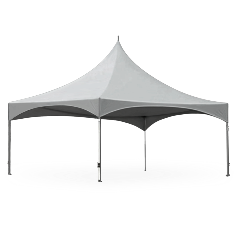 A spacious 20x20 frame tent set up for an event