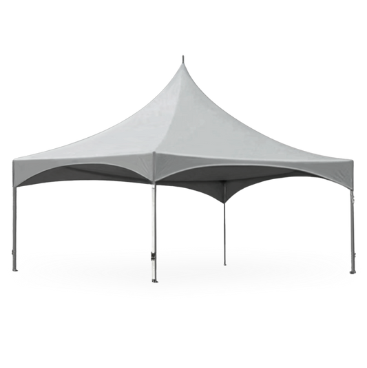 A spacious 20x20 frame tent set up for an event