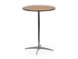 A 30-inch round cocktail table standing at 42 inches