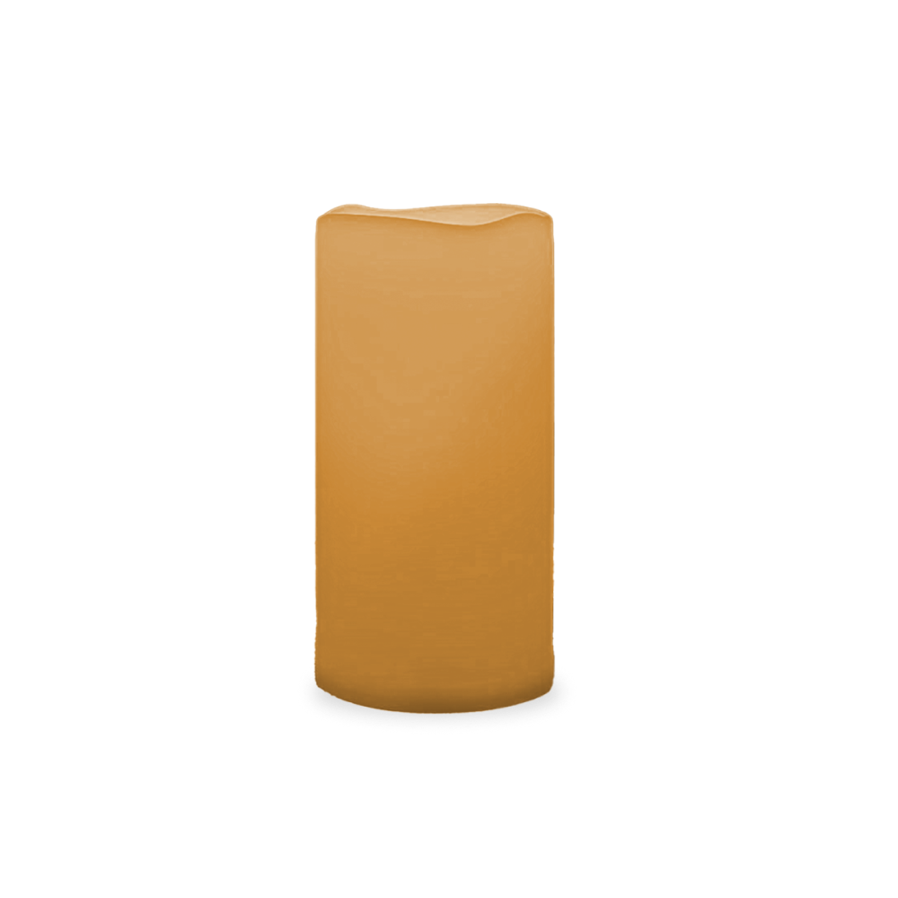 A 3x8 inch LED candle emitting a warm glow