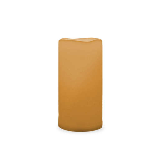 A 3x8 inch LED candle emitting a warm glow