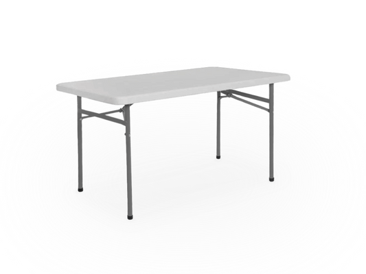 A 4 ft white rectangular folding table