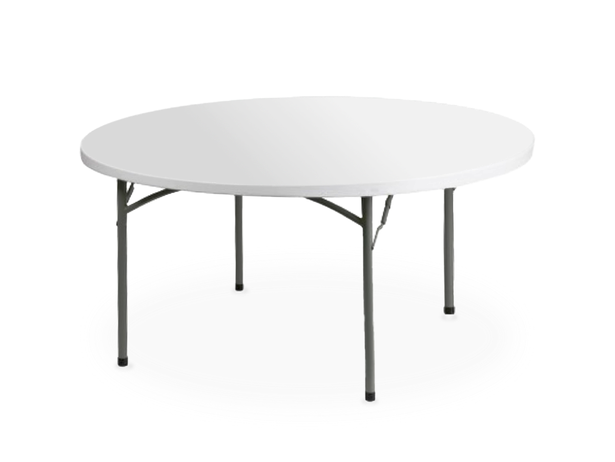 A 60-inch white round table accommodating more guests