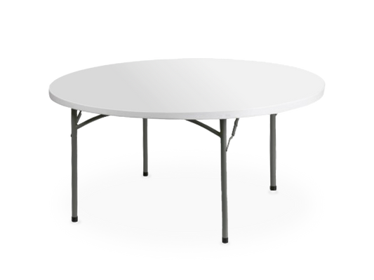 A 60-inch white round table accommodating more guests