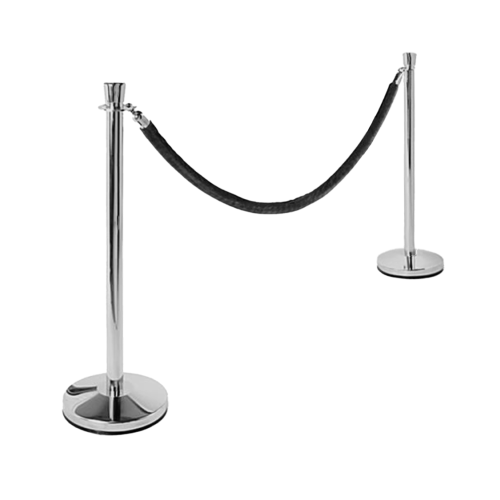 A black velvet rope used with stanchions