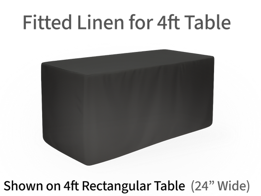 Black Fitted Linen for 4ft Rectangular Tables