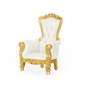 A white and gold throne chair for children