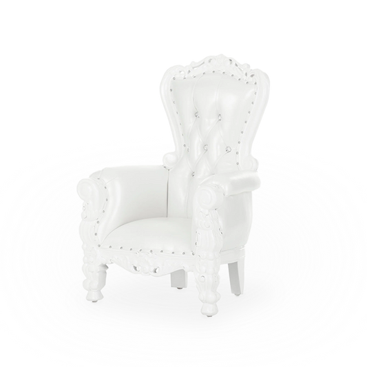 A white throne chair for children at an event