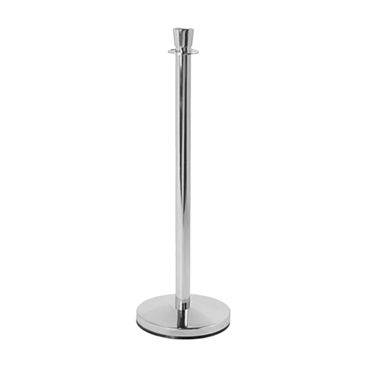 A chrome stanchion with a polished finish