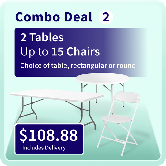 Combo Deal #2 – Up to 2 Tables & 15 Chairs