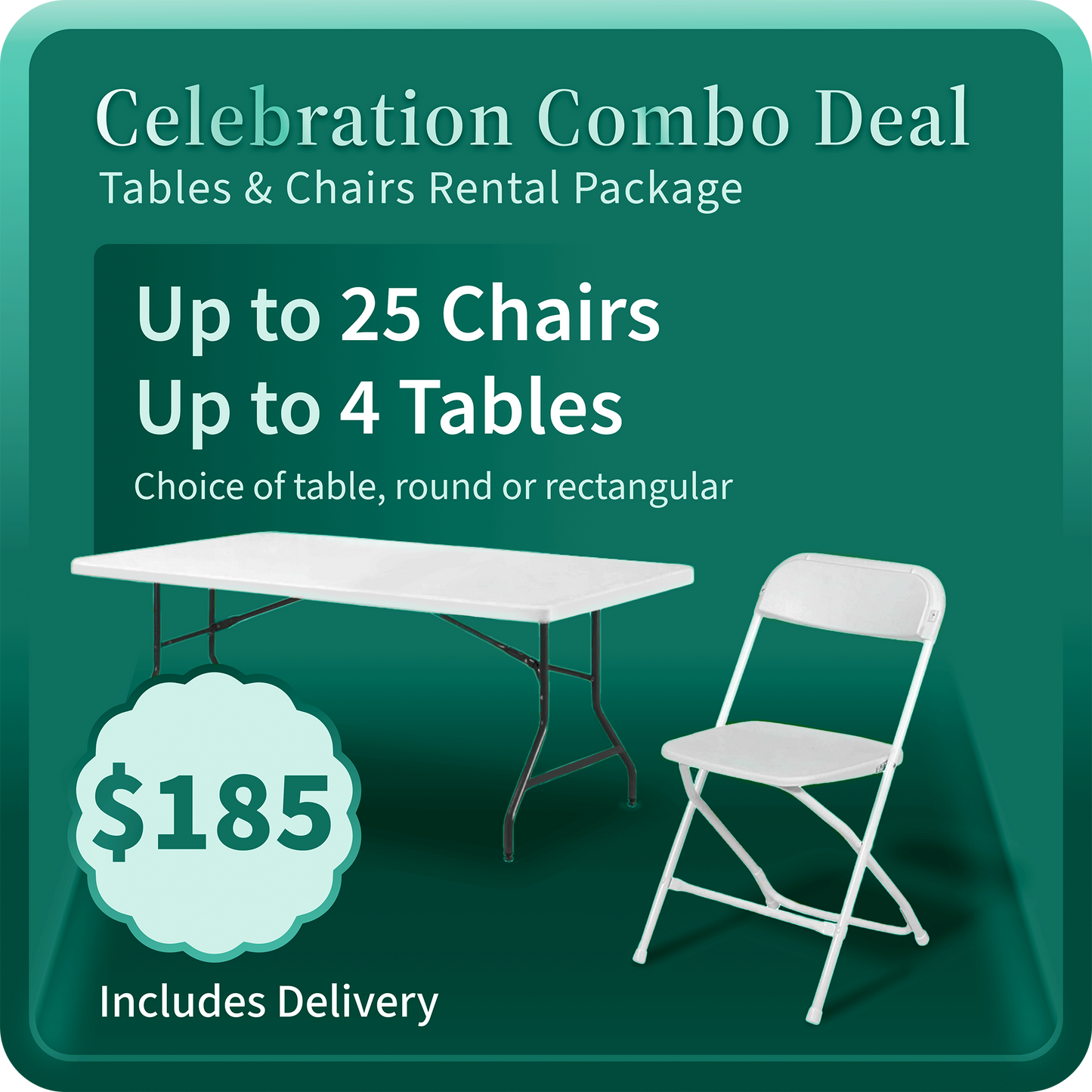 Celebration Combo Deal – Up to 4 Tables & 25 Chairs