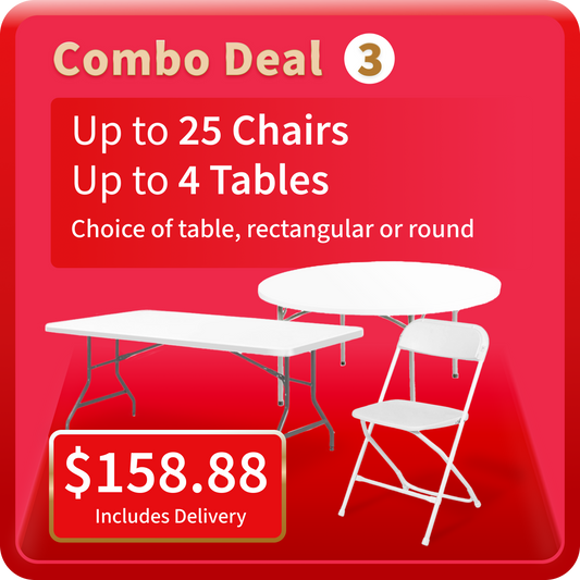 Combo Deal #3 – Up to 4 Tables & 25 Chairs