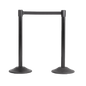 A retractable stanchion with an extendable belt