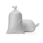 A sandbag attached to a tent leg for stability