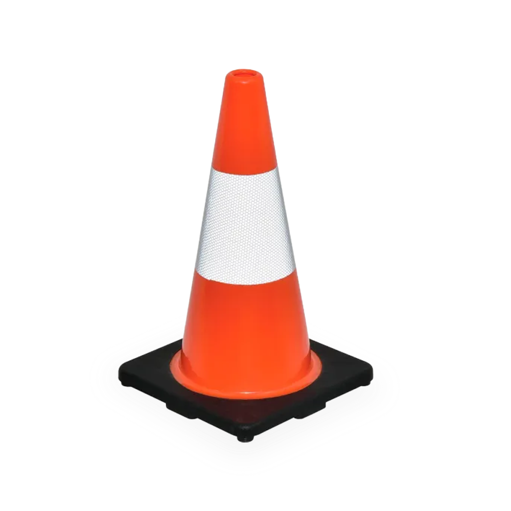 A bright traffic cone