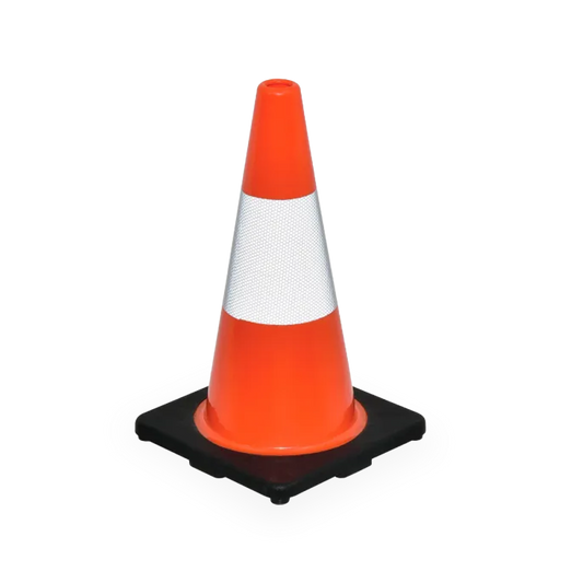 A bright traffic cone