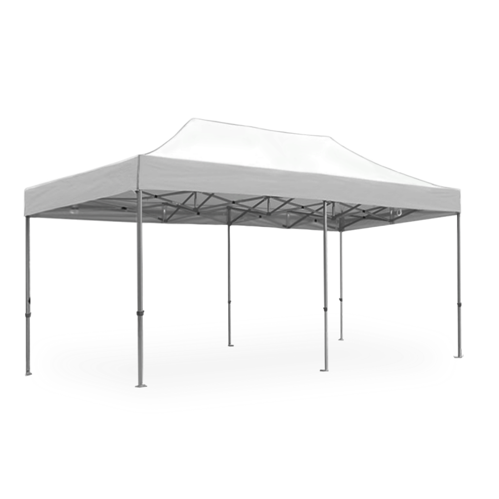 A white 10x20 pop-up tent providing shade