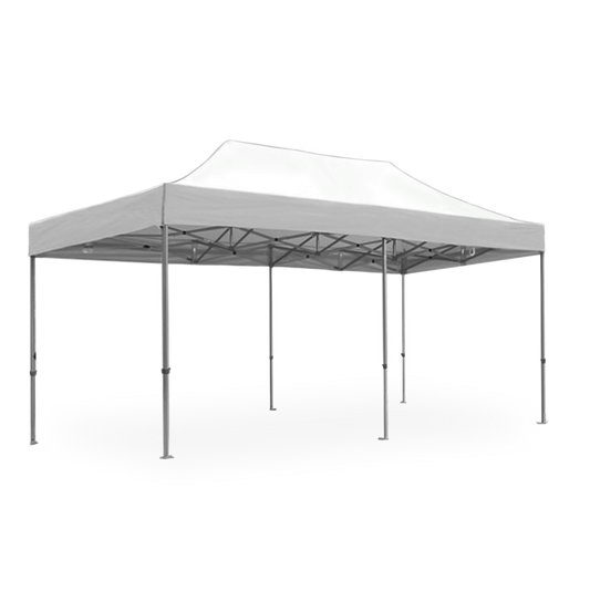 A white 10x20 pop-up tent providing shade