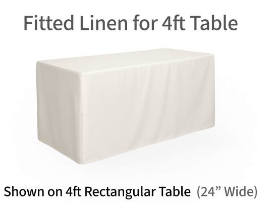 White Fitted Linen for 4ft Rectangular Tables