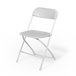 A white folding chair set up for an event